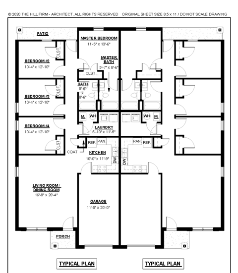 Floor plan for 4 beds, 2 baths, 1419 sqft